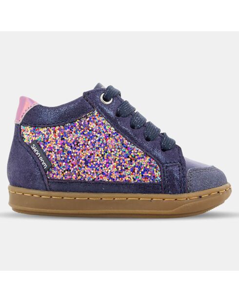 Baskets en Cuir & Paillettes Bouba Connect bleu/violet