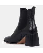 Bottines en Cuir grainé noires - Talon 6 cm