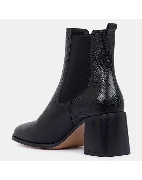 Bottines en Cuir grainé noires - Talon 6 cm