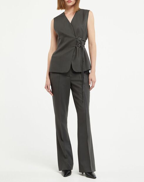 Gilet de Costume en Laine ménagée Crune gris foncé