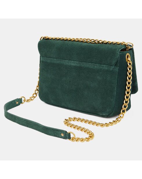 Sac bandoulière en Velours de Cuir New Tim vert foncé - 17x23x7 cm