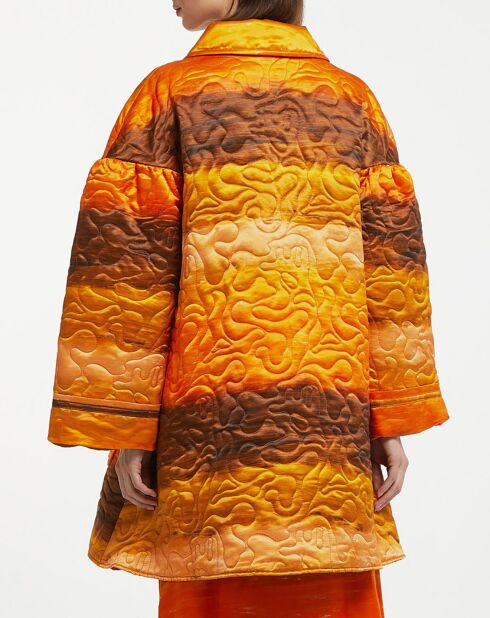 Veste en Laine & Soie Emilie orange/marron