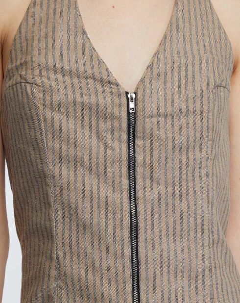 Beige/blauwe jurk met strepen Las Stripe