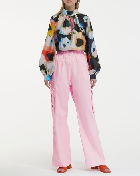 Pantalon en Coton Bio Cargo Fatuna 1796 Poplin rose