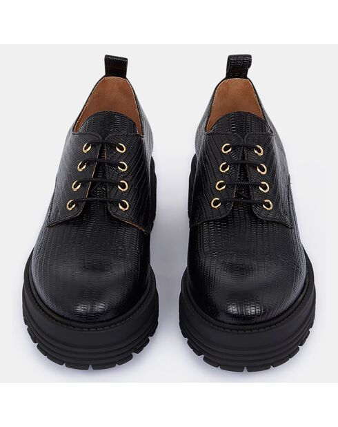 Derbies en Cuir semelle épaisse noires - Talon 4 cm