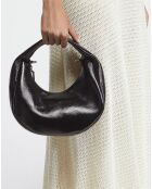 Sac à main en Cuir Rudy vernis noire - 7x20x11 cm