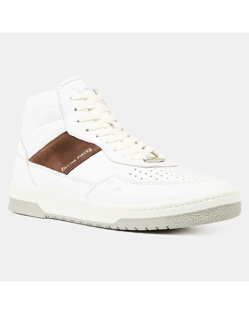 Baskets en Cuir Mid Ace Spin blanc/marron