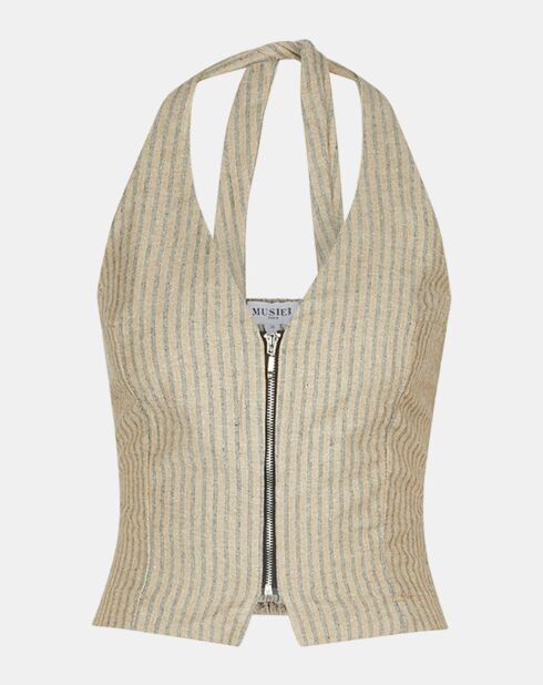 Top Los Dos Nu Rayure beige/bleu