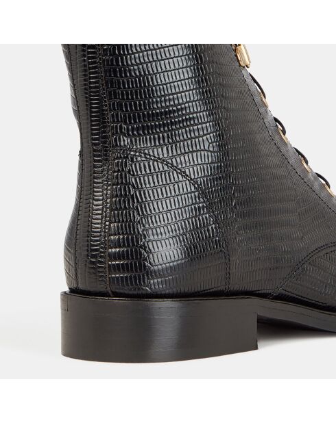 Bottines en Cuir imprimé python noires