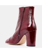 Bottines en Cuir craquelé rouge bordeaux - Talon 8 cm