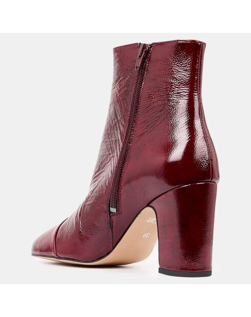 Bottines en Cuir craquelé rouge bordeaux - Talon 8 cm