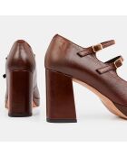 Babies en Cuir plateforme marron - Talon 8 cm