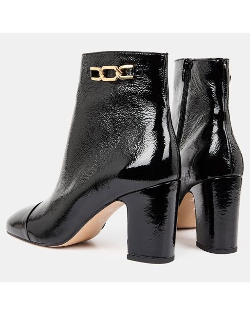 Bottines en Cuir craquelé noires - Talon 8 cm