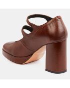 Babies en Cuir plateforme marron - Talon 8 cm