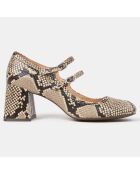 Babies en Cuir python beige - Talon 7 cm