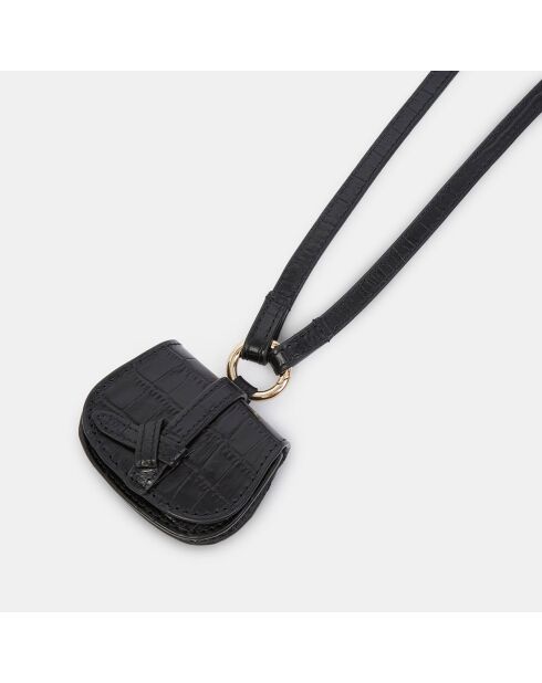 Etui Airpod en Cuir Edro Croco noir - 6x6x3 cm