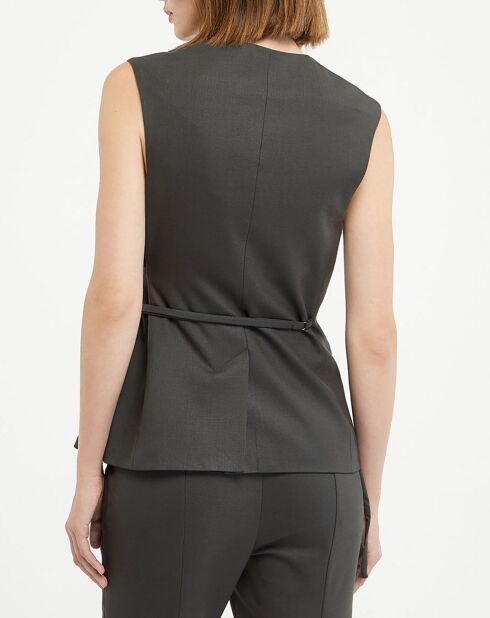 Gilet de Costume en Laine ménagée Crune gris foncé