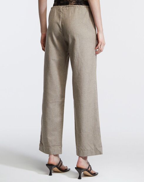 Dacun broek met strepen beige/blauw