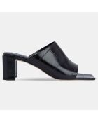 Mules en Cuir Katya noires - Talon 6 cm