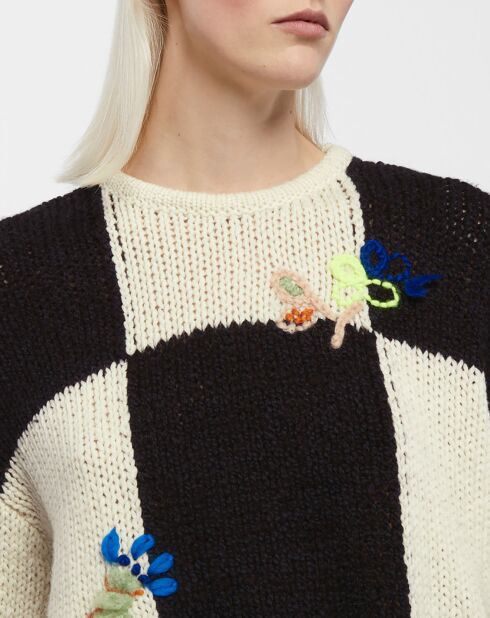 Damier Embroidery trui van wolmix zwart/wit