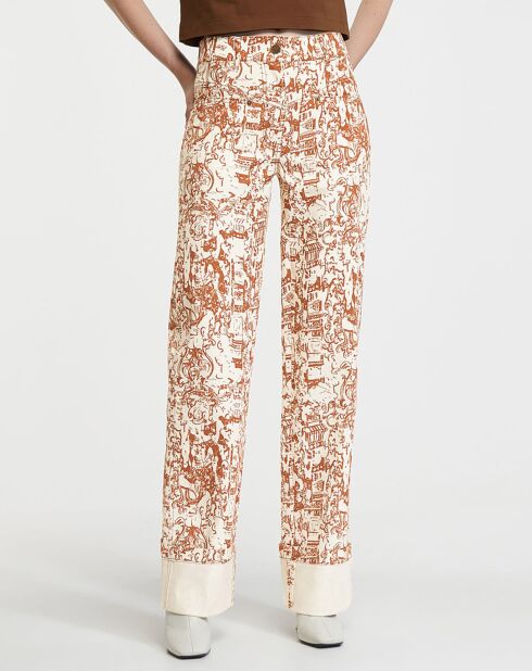 Pantalon Nemy marron/écru