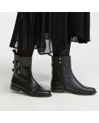 Bottines en Cuir double boucles noires