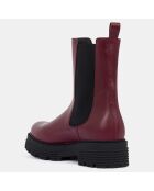 Chelsea boots en Cuir rouge bordeaux - Talon 4 cm