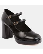 Babies en Cuir plateforme noires - Talon 8 cm