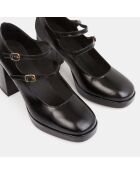 Babies en Cuir plateforme noires - Talon 8 cm