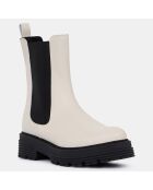 Chelsea boots en Cuir beiges - Talon 4 cm