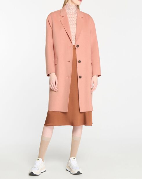 Manteau en Laine mélangée Double Fa Claudel rose clair