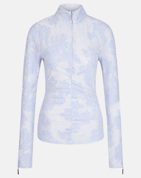 Top Valentine Floral Relief Jersey bleu/blanc