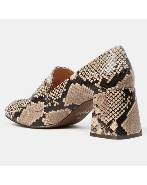 Mocassins en Cuir python beige - Talon 7 cm