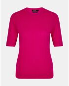 Pull 100% Cachemire manches courtes Difi rose fushia