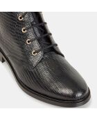 Bottines en Cuir imprimé python noires