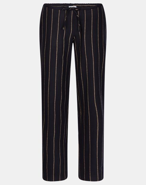 Blauw/beige broek van wolmix met middelhoge strepen