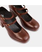 Babies en Cuir plateforme marron - Talon 8 cm