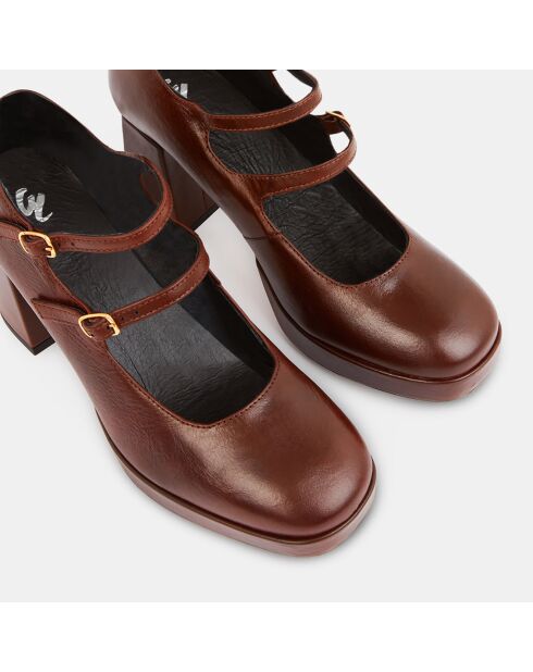 Babies en Cuir plateforme marron - Talon 8 cm