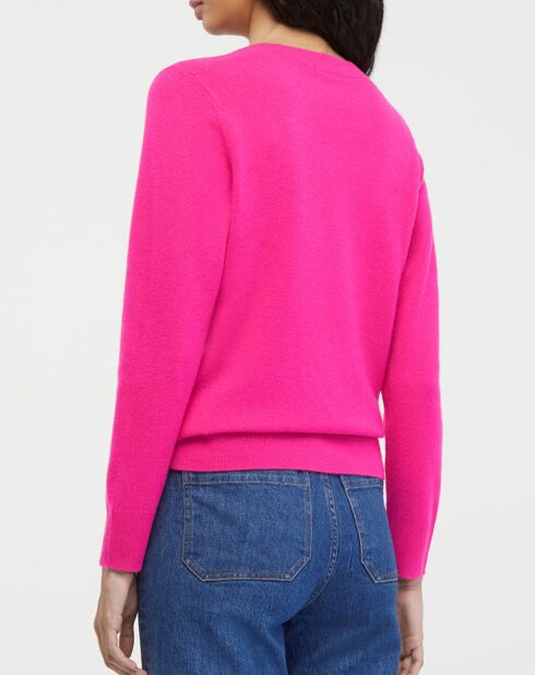 Pull 100% Cachemire Col V Zocon  rose fushia