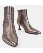 Bottines en Cuir bout pointu bronze - Talon 7 cm