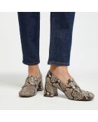 Mocassins en Cuir python beige - Talon 7 cm