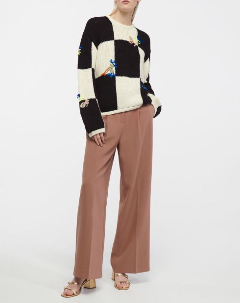 Damier Embroidery trui van wolmix zwart/wit