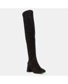 Bottes en Cuir stretch noires - Talon 7 cm