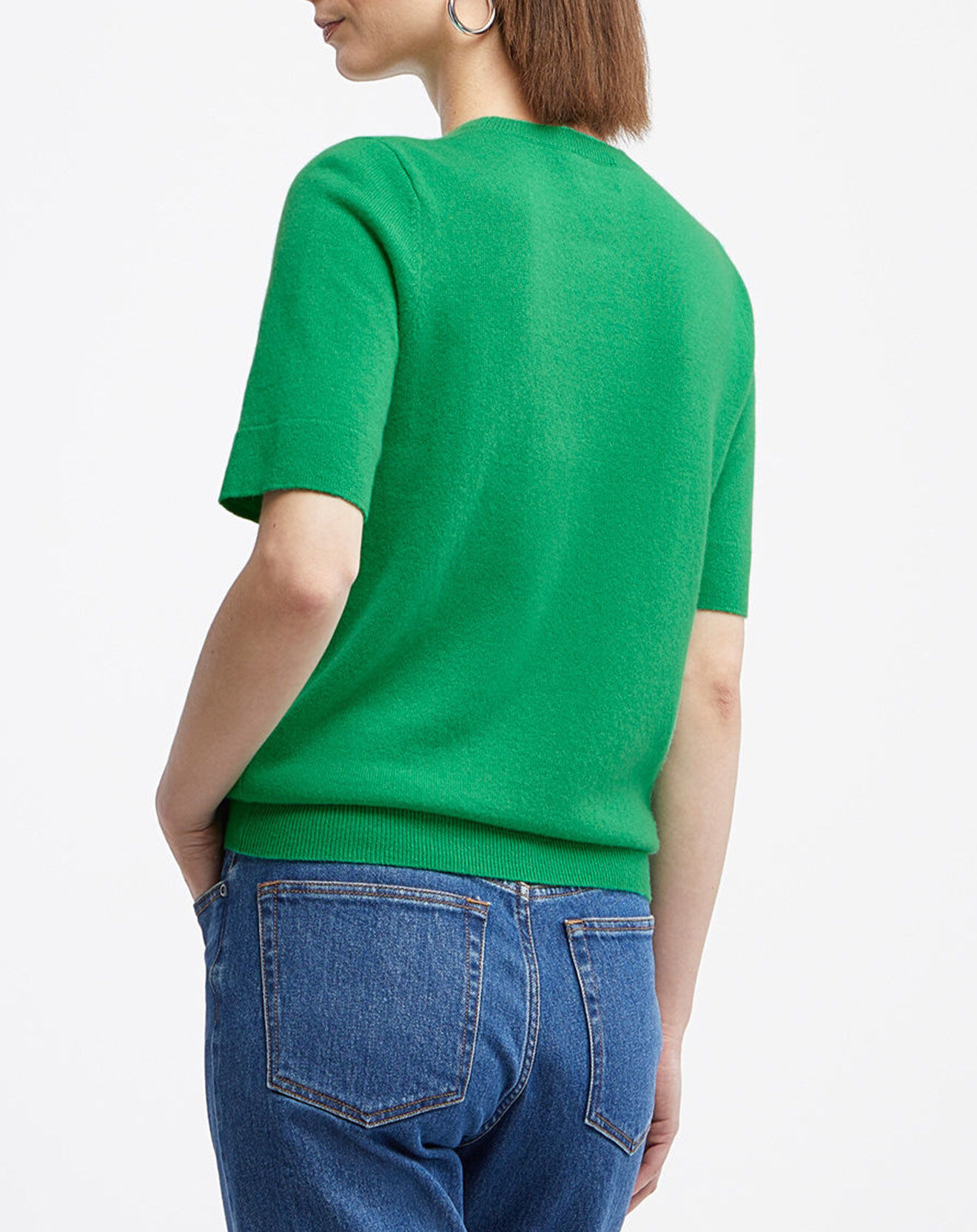 Pull 100% Cachemire manches courtes Difi vert emeraude Vente