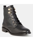 Bottines en Cuir imprimé python noires