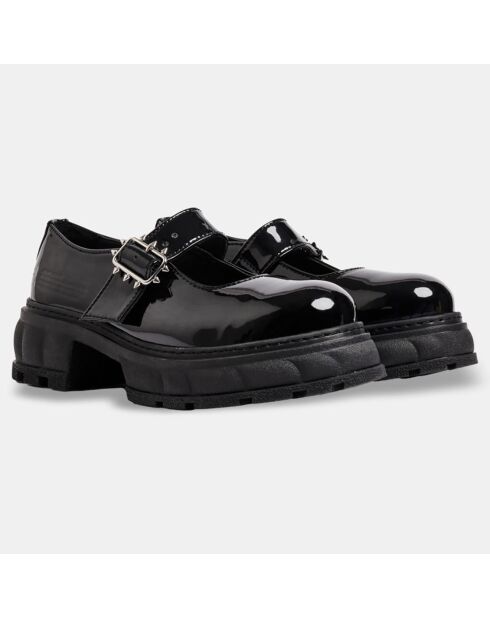 Mocassins vernis Impulse noirs - Talon 5 cm