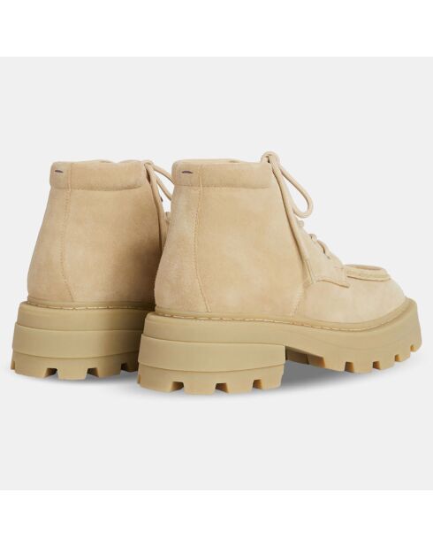 Bottines en Velours de Cuir Tribeca beiges