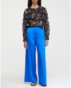 Pantalon en Soie Stretch Heavy Satin Hw bleu électique