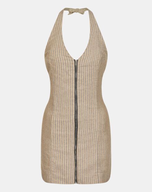 Beige/blauwe jurk met strepen Las Stripe