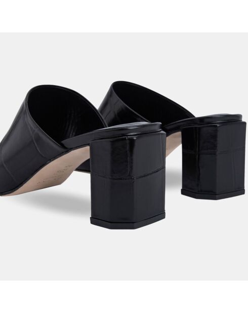 Mules en Cuir Katya noires - Talon 6 cm